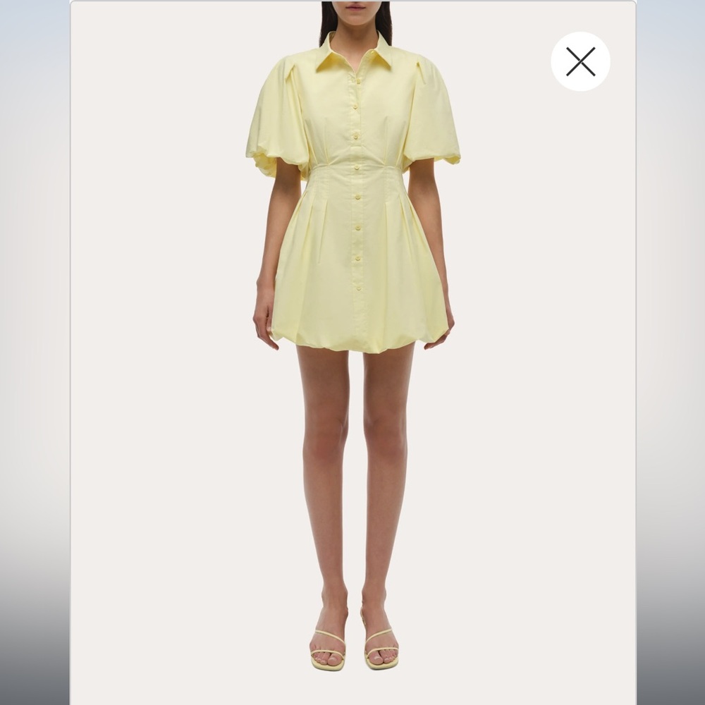 SIMKHAI Cleo Poplin Puff-Sleeve Mini Shirt Dress